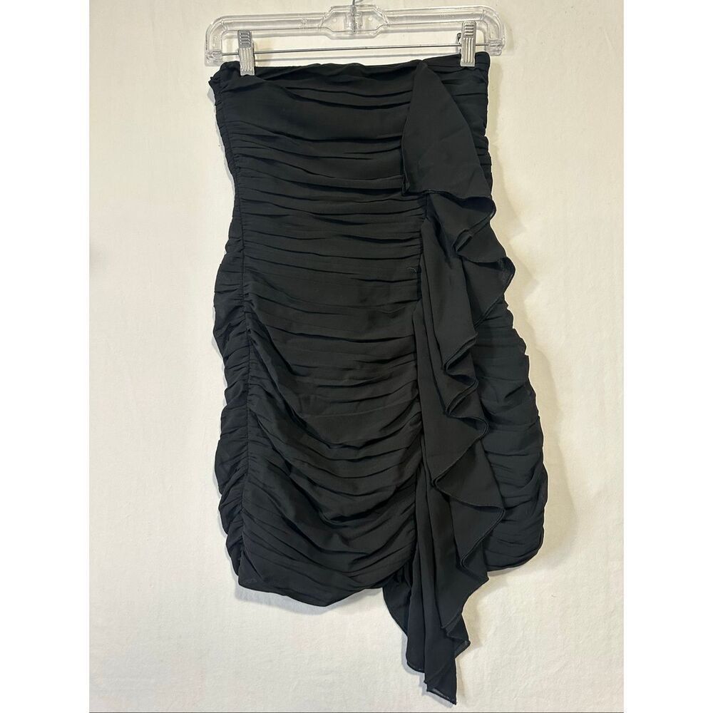 Meshki Black Ruffle Mini Dress, size XXS